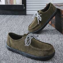 Men's New Solid Color Casual Faux Leather Lace-Up Sneakers, Suitable For Office Wear In Autumn