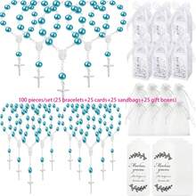 120pcs Baptism Shower Wedding First Communion Decoration Kit, Includes 30pcs Mini Beads, 30pcs Cross-Shaped Small Boxes, 30pcs Organizational Gift Bags, 30pcs Thank You Kraft Paper Labels, Made Of Plastic, For Wedding, Shower, Baptism, First Communion, Spring, Summer, Fall, Winter - 彩色 - 查看 22