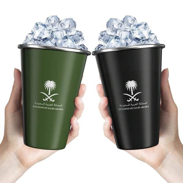 1pc 350ml Coffee Cups, Saudi Arabia Emblem 304 Stainless Steel Camping Mug Drink Cup Water Cup For Home, Saudi National Day Gifts,Office, Summer Drink, Travel Accessories, Birthday Gift