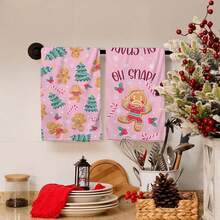 2/4/48 piezas Paños de cocina vintage navideños - Ultra suaves y absorbentes de poliéster con diseños de árboles de Navidad, hombres de jengibre, bastones de caramelo y letras - Perfectos para decoración navideña, regalos de Año Nuevo, decoración de cocina y decoración de fiestas