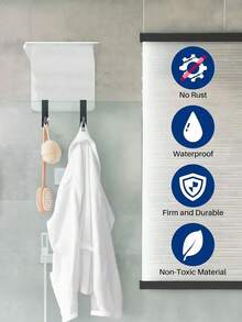 OBOVAY 1pc Stainless Steel S-Shaped Shower Towel Bar, Suitable For Glass Door, Bathroom Robe Hook, Wall-Mounted Coat Rack, Hanger, Hook, Rack, Room Decor, Over-The-Door Hanger, Wall-Mounted Clothes Rack, Wardrobe Storage Rack - Rose Gold - View 6