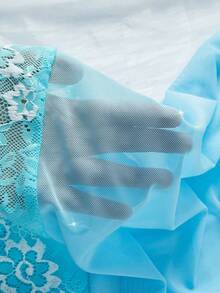 Women's Sexy Lingerie Lace Thong Underwear Seductive Camisole Nightgown - Baby Blue - View 6