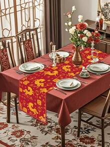 1 件 2026 年中国新年桌旗，新年快乐桌布，带有红灯笼和马图案，180 * 35 厘米涤纶桌布，新年派对装饰，中国春节装饰，2026 年农历新年装饰，节日家居装饰，中国新年家庭聚会装饰，餐桌装饰，新年礼物，厨房装饰，马年装饰