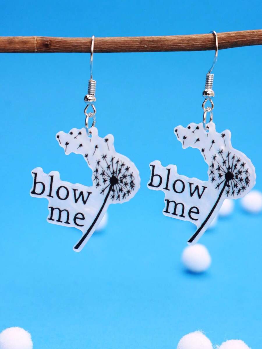 1 Pair Creative, Unique, Cute Dandelion Acrylic Earrings For Women, Suitable For Daily, Party, Holiday Wear
