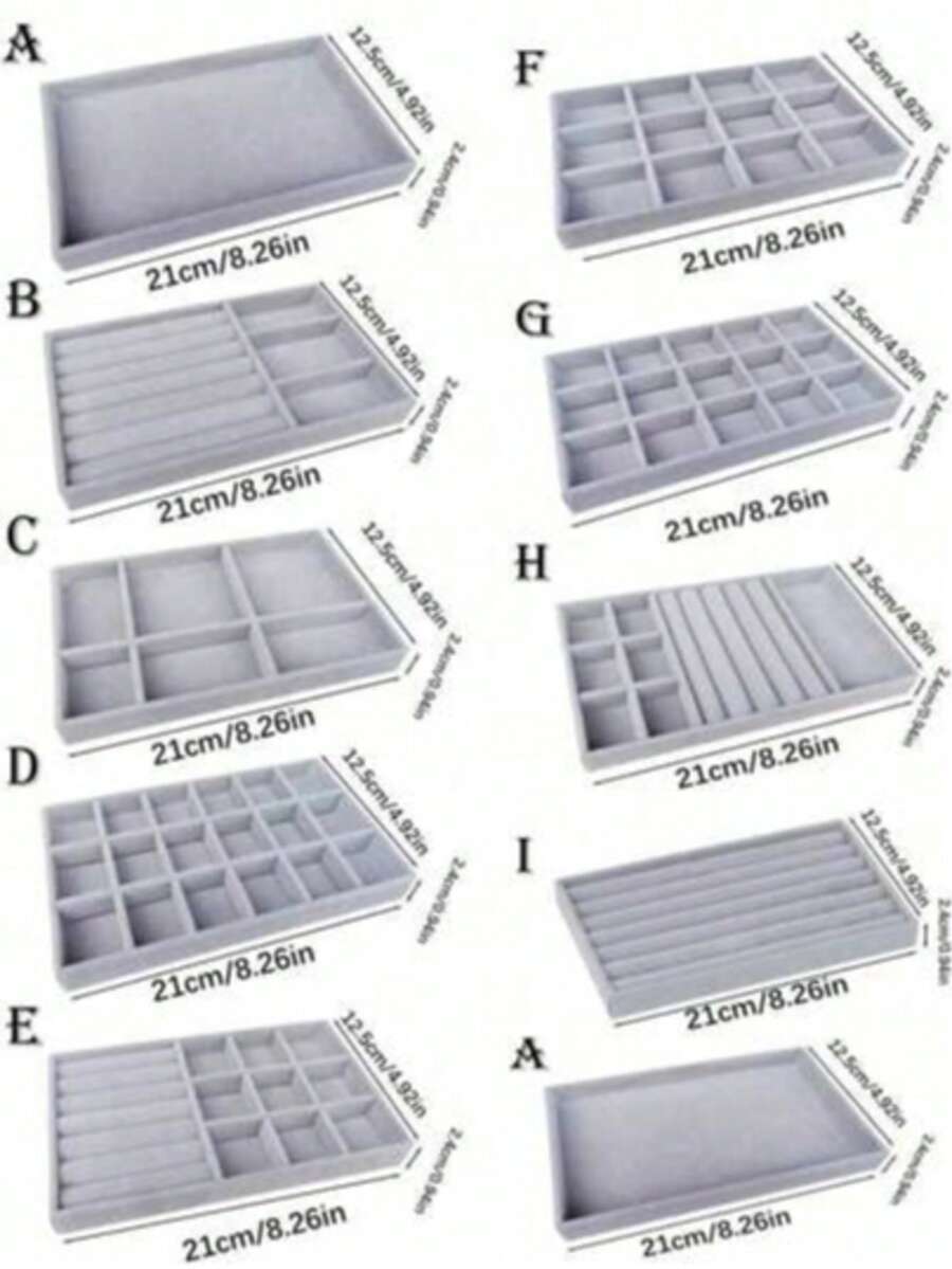 9/1 件天鹅绒首饰托盘套装、首饰托盘、可堆叠首饰抽屉、迷你首饰盒、首饰收纳展示托盘、适合返校女士、可堆叠天鹅绒首饰托盘、全天鹅绒抽屉首饰收纳展示托盘