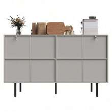 Esszimmerschrank (140*38,5*82,5cm), Esszimmer-Wohnzimmer-Aufbewahrungsschrank, einzigartiges Design, Schranktürdesign, freistehender Schrank, Minimalistisches Sideboard,Schwarz