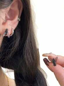 一对逼真的苍蝇形耳环，抽象有趣的昆虫设计耳环，适合女士 - 蒼蠅耳釘 - 查看 4