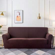 1pc Solid Color Milk Silk Stretch Full Cover Sofa Slipcover, Suitable For Home And Pets, All Season