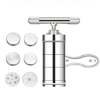 Stainless Steel Manual Noodle Press Machine With 6 Molds Hand Crank Pasta Maker For Kitchen Use Homemade Spaghetti Vermicelli And Dough Shaper