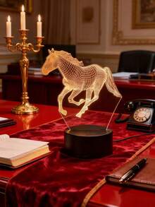 3D Acrylic Horse LED Night Light, Black Base 7-Color Touch, USB Powered, Suitable For Bedroom/Living Room/Classroom Home Decor Lamp, Gift For Teachers, Leaders, Ladies, Horse Lovers, Illuminating Birthday, Holiday, Christmas Night Light - Black and White - View 3