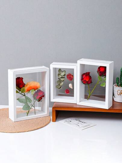 1pc Dried Flower Display Frame, Classic Desktop Storage Box, Suitable For Living Room, Bedroom, Office Desk Decor, Shell, Dried Flower, Leaf Specimen Storage And Art Display, Creative Gift For Friends, Family, And Loved Ones