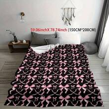 Bowknot Prints Ultra-Soft Flannel Throw Blanket Digital Printing, 280gsm, All-Season Comfort Polyester Blankets Great Gift For Friend, Family, Wedding, Birthday,Warm,Soft,Comfortable,Cozy Personalized Ideal Gifts For Him,Her,Boyfriend,Girlfriend,Dad,Mom,Family,Friends,Pets ,For Anniversaries,Valentine's Day,Mother's Day,Birthdays,Father's Day,Weddings,Graduation,Christmas,Housewarming Sofa,Bed,Car,Bedroom,Living Room,Office,Outdoor Camping,Beach,Wall Decoration - 多色12 - 查看 3