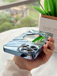 1pc Fashionable 3D Electroplated Blue Wavy Textured Mirror Slogan Butterfly Pattern Phone Case Compatible With IPhone 16/16 Pro/16 Pro Max, 15/15 Pro/15 Plus/15 Pro Max, 14/14 Pro/14 Plus/14 Pro Max, 13/13 Pro/13 Pro Max, 12/12 Pro/12 Pro Max, 11/11 Pro/11 Pro Max, X/XS/XR/XS Max, 7/8/7 Plus/8 Plus