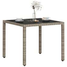 Garden Table With Glass Top Light Grey 90x90x75 Cm Poly Rattan - Grey - View 4