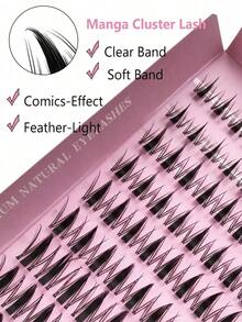 120 Pcs D Curl Fairy Lash Clusters 10-18mm Cartoon Lash Clusters D Curl DIY Eyelash Extension Moist Outward Point Anime Lashes Individual False Lash Cluster With Ultra Thin Invisible Lash Band For Manga Lash Look Lash Clusters, Eyelash Clusters, Individual Eyelashes, Lashes, Fake Lashes - màu đen - Xem 3