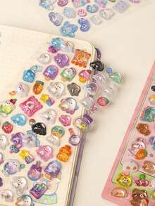 3D Cute Holographic Embossed Style Stickers 3D Cartoon 3D Stickers Valentine's Day Party Series, Student Rewards, Holiday Gifts, Cute DIY Phone Case, Notebook, Shaking Stickers 3D Embossed, 3D Glitter Stickers - 3D Cartoon Reward Stickers - Decorations For Phone Cases, Backpacks, Cups, Scrapbook Supplies