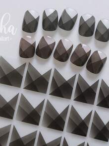 1pc Nail Art Sticker, Semi-Transparent French Black & White Tie Dye Nail Decals Nails Nail Supplies - Multicolor - View 7