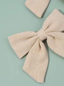2pcs Ivory Bow Hair Clips, Wedding & Party Favor Gifts For Kids - Beige - View 5