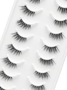 Pestañas postizas de ojo de gato MX01, 10 pares | Extensión de cola resistente al agua, 3X aumento | Fibra ultra suave de 0.05mm, reutilizables - Negro - Ver 3