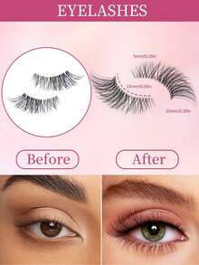 20pcs Professional Cat Eye False Eyelashes Set - 3D Fluffy Mink Effect, 5-7-10mm Mixed Layers | Ultra-Thin Invisible Lash Band, Extended Lash Tips, Create Natural Enlarging Eye Effect, Designed For Small Eyes | Reusable Waterproof Lashes, Naturally Curled - Black - View 4
