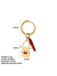 1pc Y2K Stainless Steel Enamel Chili Cartoon Earrings For Women, Santa Claus & Reindeer Christmas Stocking Earrings, Suitable For Christmas Wear, Autumn/Winter Daily Wear, Christmas Gift - Yellow Gold - View 18