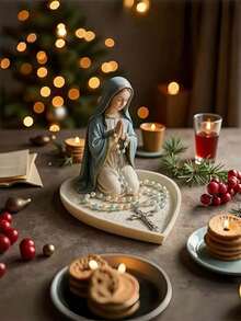 圣母玛利亚念珠架，念珠收纳架，天主教家居装饰，优雅圣母玛利亚祈祷念珠盒，宗教礼品，天主教礼品，适用于卧室、客厅、办公桌装饰 - 彩色 - 查看 4