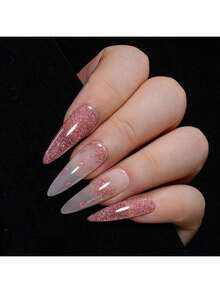 Esmalte de uñas rosa con brillo y rhinestones XEIJAYI, rojo brillante con brillo, arte de uñas reflectante holográfico removible para UV/LED, fórmula adecuada para uso en el hogar y salón, esencial para la primavera - Rosa - Ver 6