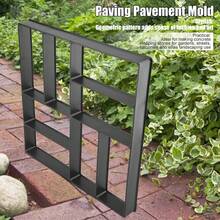 Molde de piedra para caminata reutilizable de 15.75 x 15.75 x 1.57 pulgadas, tamaño grande, para pavimentación de piedra, césped, patio, jardín, bricolaje para caminos (8 rejillas) - Negro - Ver 2