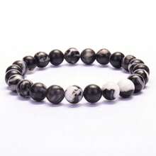 1pc 6mm, 8mm, 10mm Natural Stone Beaded Bracelet, Agate, Sparkling Stone, African Turquoise, Etc. Healing Stone Bracelet, Layerable Boho Style Fashion Jewelry For Women