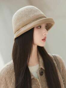 1pc Women Elegant Bohemian Party Casual Cute Retro Street Warm Cuffed Bow Bucket Hat, Suitable For Daily Wear Halloween Valentine's Day Halloween Decor - Multicolor - View 7