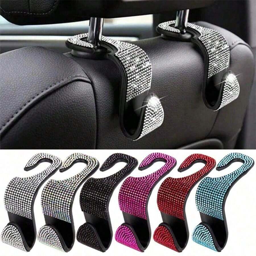 Sparkling Rhinestone Car Back Seat Headrest Hooks & Car Purse Holder - một kích cỡ - Xem 1