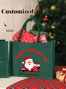 Bolsa de regalo personalizada, bolso de mano navideño personalizado, bolsas de regalo con nombre para fiestas, bolso de mano con logo personalizado, bolso de mano grande y sencillo de gran capacidad, bolso de mano casual y portátil, bolsa de compras multifuncional, bolsa de regalo personalizada - Multicolor - Ver 2