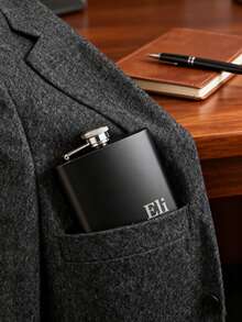 Personalized 6oz Matte Black Flask, Groomsman Gift, Best Man Gift, Father's Day Gift, Wedding Party Gift, Boyfriend Gift