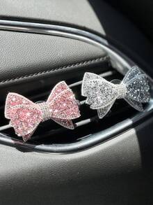 1pc/2pcs Car Air Conditioning Vent Clip Inlaid With Diamond Bow Decoration For Car Air Conditioning Vents - one-size - View 8