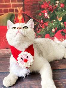 طوق عيد الميلاد للقطط الأليفة قطعة واحدة، وشاح مُحبوك للقطط الصغيرة، إكسسوارات زي عيد رأس السنة للكلاب - متعدد الألوان - مشاهدة 7