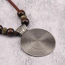 JAOYU Boho Necklace Women Large Pendant Necklace Boho Long Choker Leather Gold Necklace Vintage Earthy Jewelry - 銀色波西米亞風項鍊 - 查看 5