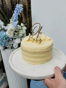 1个/3个/5个亚克力迎婴蛋糕装饰摆件，婴儿派对装饰用品，性别揭晓“Oh Baby”蛋糕装饰，青少年迎婴派对和生日派对蛋糕装饰，完美适用于甜品桌装饰、蛋糕装饰、DIY蛋糕装饰用品、烘焙装饰、烘焙用品、蛋糕用品、厨房家具必备品、节日礼物 - 金色 - 查看 5