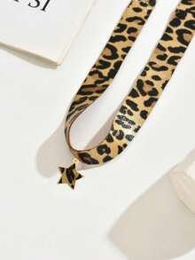 1 pieza Collar de terciopelo de moda para mujer, colgante redondo de estampado de leopardo vintage clásico y sencillo, collar corto