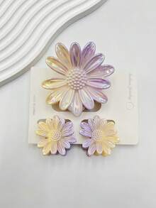 3 piezas/9 piezas/18 piezas Pinza de pelo con estampado floral casual 2025 nueva con baño electrolítico de margarita, dulce para playa, viaje, fiesta, vacaciones, regreso a la escuela, accesorios de moda elegantes para el invierno