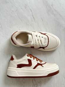 Women's Casual Sneakers: Style And Comfort, Platform, Birthday, Back To School - 米色和焦糖色 - 查看 2