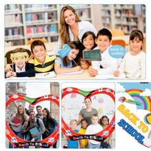 DBack To School Photo Booth Frame Iatable  Balloon Frame With 25pcs Photo Props 40Inch Large First Day Of School Selfie Photo Booth Backdrop Welcome Back To School Decorations Party Plies - Nhiều màu - Xem 7