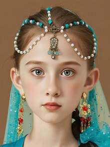 1pc Bohemia Headband Shell Crystal Hair Jewelry Women Metal Head Chain Headpiece For Party (Handmade Chains Are Cut According To Size, With Varying Numbers Of Rhinestones And Shells )