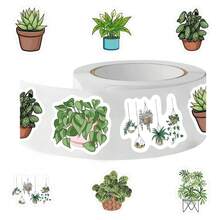 500 张植物贴纸，卡通可爱美学贴纸卷自粘封切剪贴簿卡片信封手工制作，水杯日记本礼品派对用品（1 英寸标签/10 种设计），学校用品，返校 - 杏色 - 查看 5