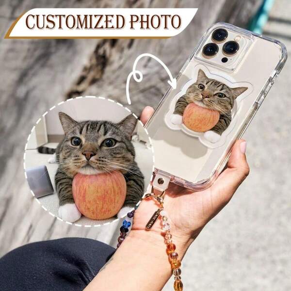 1pc/2PCS/3PCS/5PCS Custom Stand Phone Grip With Photo - Personalized Phone Holder With Large Face Cutout - Cute Phone Accessory For Pet Lovers