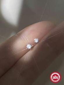 SereneSpark 1对S925纯银精致彩色耳钉，男女通用，适合派对佩戴，精美首饰 - 白色 - 查看 12