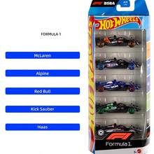 Hot Wheels 一套5辆1:64比例合金赛车玩具，F1车队涂装，红牛哈斯车队收藏级模型车，男孩理想礼物，适合3岁以上儿童，圣诞节礼物 - 彩色 - 查看 4