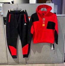 Adidas Children's Spring And Autumn Sports Casual Suits With Hooded Sweatshirts And Trousers, Two-Piece Set