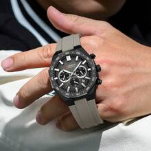CURREN Men's Fashion Quartz Chronograph Wristwatch, Waterproof Silicone Strap, With Luminous & Auto Date Display - Multicolor - View 9