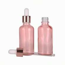1pc Glass Dropper Bottle With Rose Gold Color Cap, Essential Oil Dispenser, Dropper Bottle, Cosmetic Travel Container Set With Glass Dropper, For Massage Oil And Liquid Storage - Pink - View 5