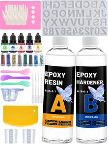 Bộ dụng cụ epoxy nhựa 120ml/250ml, nhựa epoxy trong suốt dùng cho đồ thủ công DIY và làm trang sức, tỷ lệ pha trộn 1:1, không tạo bọt khí và không bị ố vàng. - Bộ nhựa Epoxy - Xem 4